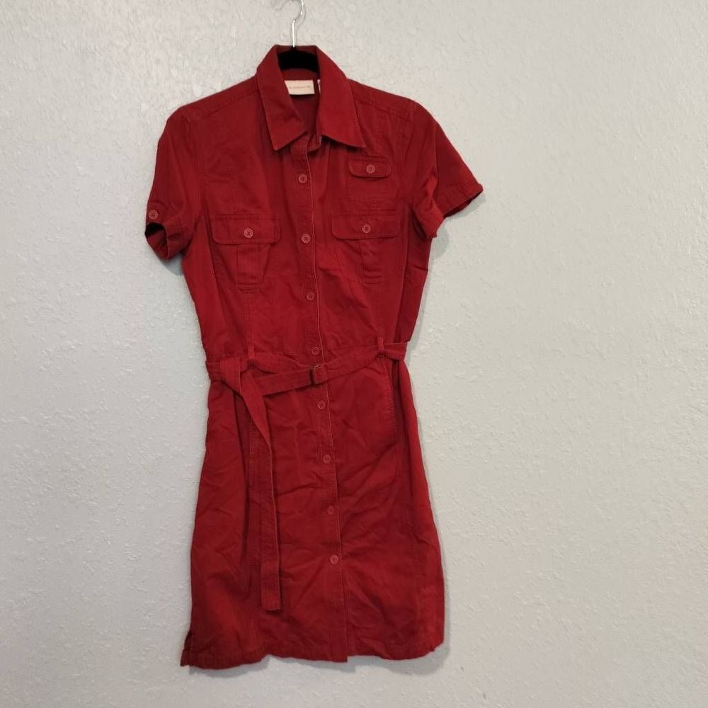 Liz Claiborne ladies size 6 cotton denim red dress